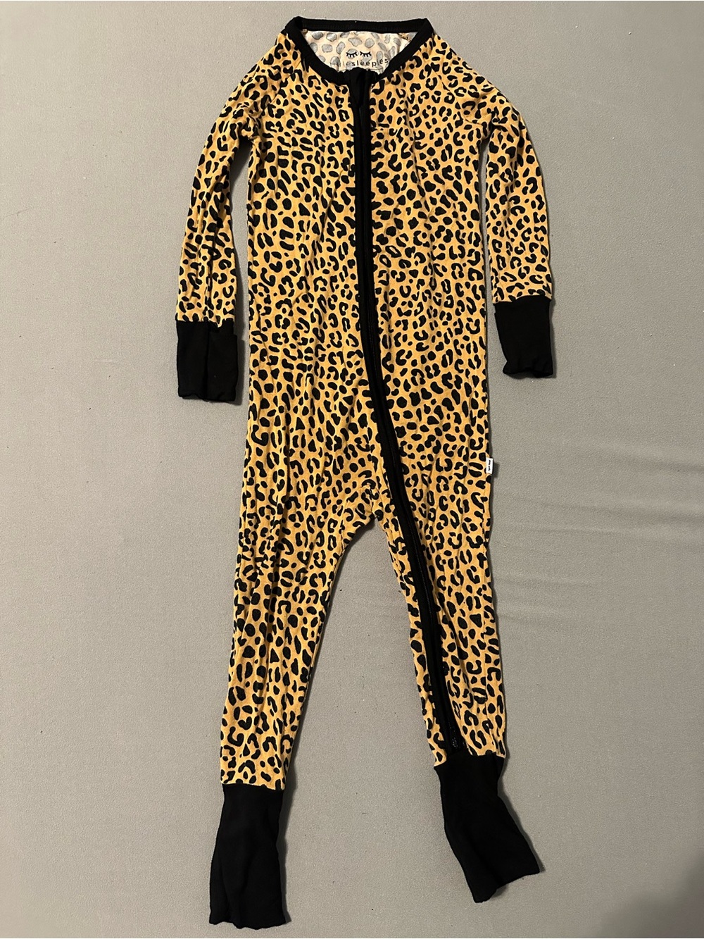 Little Sleepies Yellow and Black Leopard Print Footed One-Piece
